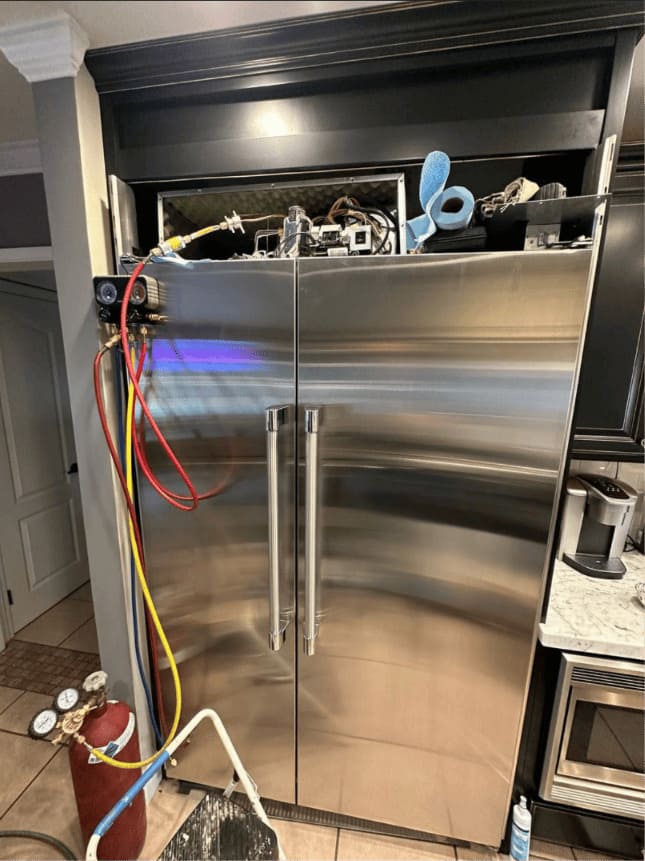 Sealed-system repair with gauges on a Sub-Zero in Chicago